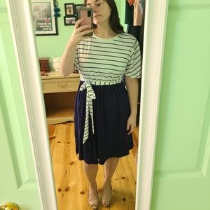 Cotton Navy and White striped dress